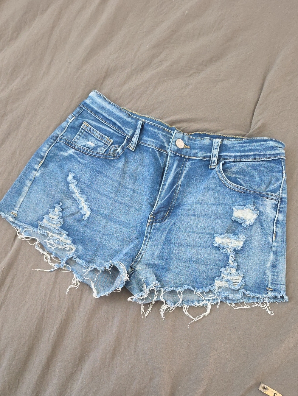 SHEIN Light Blue Distressed Denim Cutoff Shorts